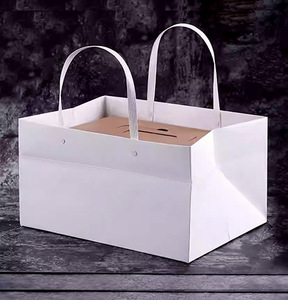 Nhà Máy Tùy Chỉnh Sang Trọng Hoa Tote Túi Hình Chữ Nhật Túi Giấy Bánh Lớn Hình Vuông Dưới Giấy Túi Quà Tặng Cho Nhà Hàng Bánh - Product Image 2