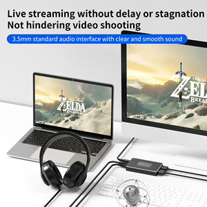 <span class=keywords><strong>Tarjeta</strong></span> de Captura USB 3.0 4K60Hz con Salida HDMI y Entrada de Micrófono para Transmisión en Vivo de Juegos, Plug & <span class=keywords><strong>Play</strong></span> para PC/Mac - Product Image 3