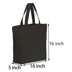 Wholesale High Quality Washable Grocery <b>Black</b> Canvas Tote <b>Bag</b> with logo - Product Image 3