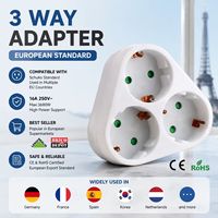 Adaptateur multiprise Schuko blanc 16A 250V 3 prises Répartiteur de courant Max 3500W Volet de sécurité vert Protection enfant