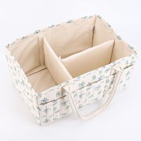 Organisateur de couches matelassé à motifs floraux, panier de rangement pour couches de bébé, panier de rangement portable pour voiture avec poignées