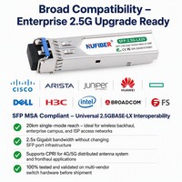 Transceiver Fibre Optique SFP-2.5G-LX20-SM1310 en Gros Usine, 20km LC SMF DDM, Température Industrielle, Étiquette Personnalisée