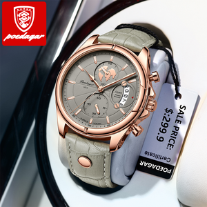 Orologio al Quarzo POEDAGAR 989 per Uomo, Lussuoso, Impermeabile, Luminoso, Sportivo con Cinturino in Pelle e Cronografo - Product Image 2