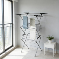 Porte-vêtements et séchoir à linge pliable et extensible en métal à 3 niveaux, sur pied, moderne, résistant à la rouille et peu encombrant