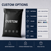 Enveloppe en polyéthylène biodégradable noir mat avec logo personnalisé, durable, écologique, pour l'expédition et l'emballage de vêtements