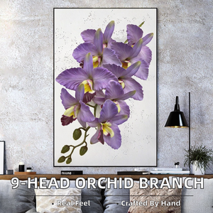 Rama de Orquídea Cymbidium <span class=keywords><strong>Vanda</strong></span> Grande Hecha a Mano con 9 Cabezas, Flor Artificial de Cattleya Hybrida, <span class=keywords><strong>Planta</strong></span> Artificial de Catland para el Día del Padre - Product Image 2