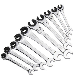 Clé à cliquet double usage robuste EXPLOIT 72 dents, à tête fixe, à fourche, pour écrous évasés, métrique, pour tubes flexibles, en acier au chrome-vanadium - Product Image 1