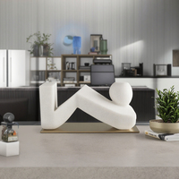 Design innovant blanc W style marbre base de fer décor de table hôtel affichage intérieur pièces d'exposition pour accessoires de décoration intérieure
