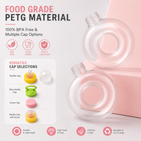 Bouteilles en plastique transparent PETG de 400 ml et 500 ml en forme de donut pour jus, qualité alimentaire, avec anneau et bouchon à poignée portable pour thé au lait Boba – Vente en gros
