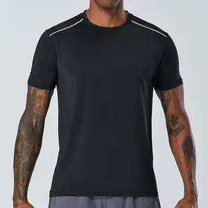 NA Custom Guangzhou Printing Sublimation T Shirts Blank Men's Gym Quick Dry Plain Polyester Tshirt Sportswear