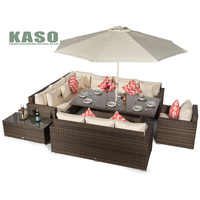 Ensemble de meubles de jardin, canapé d'angle, design en rotin, ensemble de chaises de salle à manger, ensemble de table de bistrot de jardin avec parasol