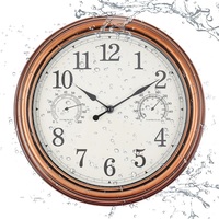 Horloge murale étanche rétro de 12 pouces avec température et humidité horloge antique de pays personnalisée en plastique multifonctionnelle