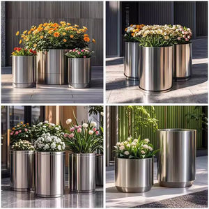 Custom ized Outdoor Market Print Edelstahl Pflanzer Set Metall Patio Outdoor Pflanz set - Product Image 2