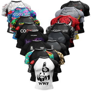 Custom Pattern Digital Printed Knitted Sporty Rashguard for MMA BJJ with Quick Dry Short Sleeve Men's OEM - Product Image 1