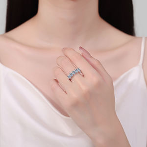 高品质新款时尚4 * 6毫米2.5ct硅石饰品925纯银女式全硅石戒指结婚戒指 - Product Image 5