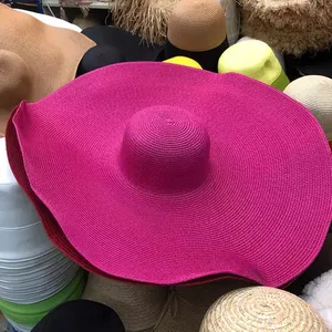 Wholesale Summer 70cm Lady's Model Beach Straw Hat Sun Hats Oversize Big Large large brim Wide brim Fedora Resort Floppy Hat