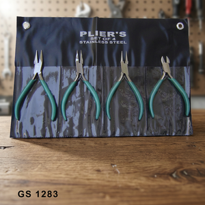 Ensemble professionnel de 4 pinces à bijoux, pinces à chaîne, pinces plates, pinces coupantes latérales avec pochette de rangement pour la fabrication de bijoux | GS1283 - Product Image 3