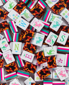 Tessere Personalizzate per Mahjong Americano a 4 Strati, 160 Tessere in Plastica con Design Leopardato Rosso e Stampa Tartaruga, <span class=keywords><strong>Idee</strong></span> Regalo di Lusso - Product Image 1