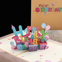 Carte d'anniversaire colorée en papier découpé à la main, impression numérique stéréo créative, petit cadeau pour la bénédiction