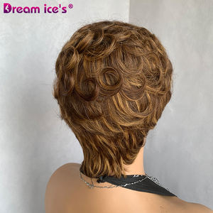 วิกผมแท้แบบบราซิลผมหน้าม้าสำหรับผู้หญิงผิว<span class=keywords><strong>ด</strong></span>ำ<span class=keywords><strong>เครื่อง</strong></span>ตั<span class=keywords><strong>ด</strong></span>แบบพิกซี่ - Product Image 4