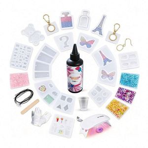 Handmade Accessories Resin Jewelry Making <b>Kit</b> with Transparent Hard Cure UV Light Mold Tools for Creative Crafts <b>Model</b> Keychain - Product Image 1