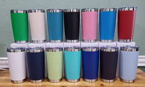 20oz Tumbler with Lid and Straw Stainless Steel Tumbler Cup Bulk Vacuum Insulated Double Wall Travel <b>Coffee</b> Mug Powder Coated - Product Image 2