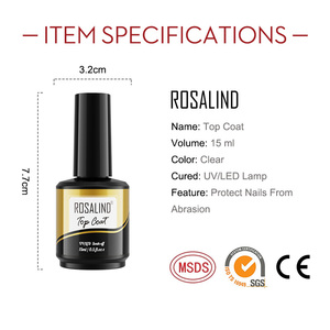 Rosalind OEM 15ml longue durée, trempage sans essuyage, couche de finition mate et couche de finition brillante et couche de base, vernis à ongles gel Uv pour <span class=keywords><strong>salon</strong></span> d'art des ongles - Product Image 6