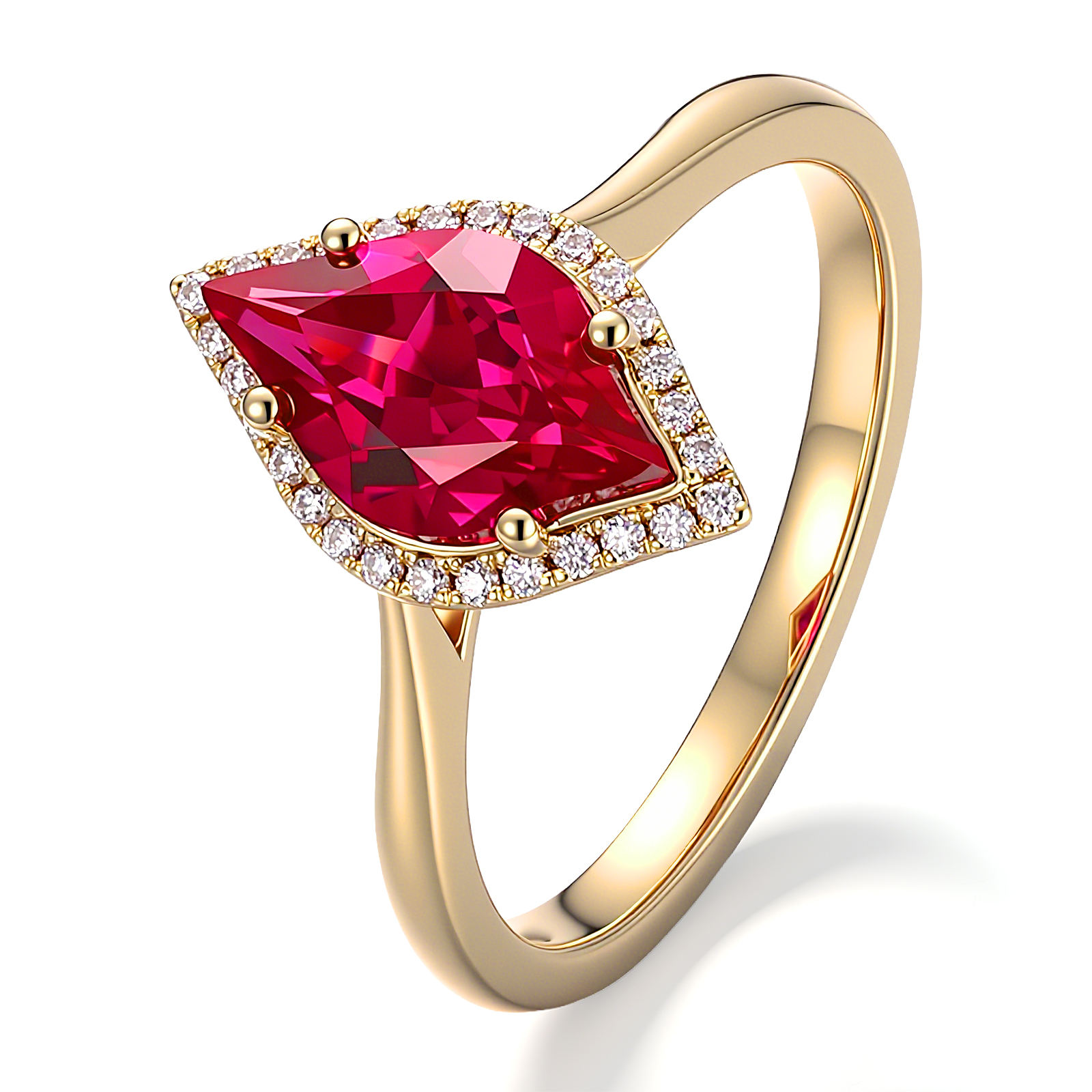 Bague en or 18 carats avec pierres précieuses de laboratoire