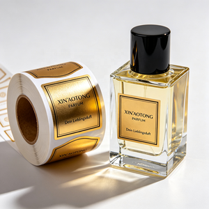 Feuilles d'autocollants métalliques personnalisées OEM en gros, étiquettes adhésives imperméables pour l'emballage de flacons de cosmétiques et de parfums - Product Image 6