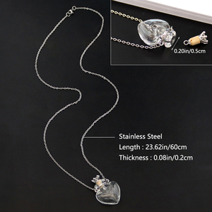 Pendentif Collier Goutte d'Eau Cœur en Agate Cristalline Ouvrable pour Huile Essentielle, Bijou Commémoratif Parfumé, Flacon Tendance en Émail - Product Image 2