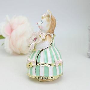 SHINNYGIFTS esmaltado princesa <span class=keywords><strong>gato</strong></span> baratija cajas con bisagras mano PainteJewelry caja cristal decorativo Animal coleccionable figurita - Product Image 2
