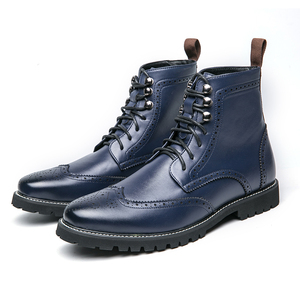 Nouvelles <span class=keywords><strong>Bottines</strong></span> en Cuir Bleues pour Hommes, Pointues et Plates, à Lacets, Tailles 38-48, Idéales pour le Business et les Occasions Formelles - Product Image 1