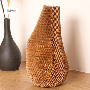 Factory Wholesale Biodegradable Kraft Paper Honeycomb Hex Wrap <strong>Sleeve</strong> for Glass Wine <strong>Bottle</strong> Protective Shipping Cushion Packing - Product Image 2