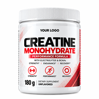 Créatine monohydrate en poudre à marque privée avec électrolytes et BCAA, sans saveur, 180g, soutien à la force et aux performances, sans OGM