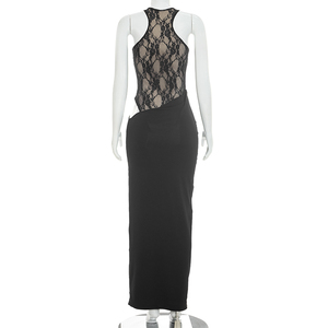 Vestido de Noche Elegante para Mujer Viviblook D26DS244, Nuevo, Sexy, con Encaje y Parches, Sin Mangas, Maxi - Product Image 4