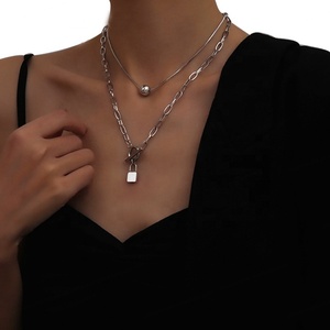 Collares de Hip Hop Más Vendidos para Mujer, Colgantes de Bola con Cierre, Joyería de Moda de Acero Inoxidable con Capas de 18K para Dama - Product Image 1