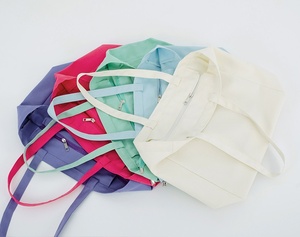 Sac fourre-tout et sac à bandoulière en toile vierge avec fermeture éclair, pliable, personnalisable, écologique, coloré, taille 34x31x12, en stock pour la vente en gros - Product Image 1