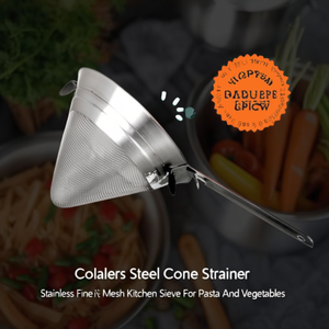 Colino a cono in acciaio inox a maglia fine per pasta e verdure - Product Image 3