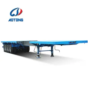 运输集装箱拖车3轴35吨40英尺可伸展平板半挂车出售