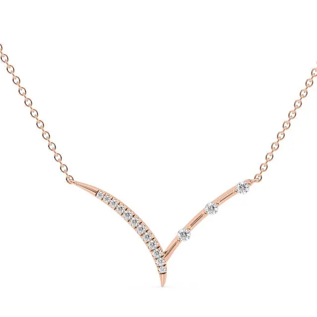 Collier de mariage en diamant naturel 0.15CT or rose massif 14k bijoux fins