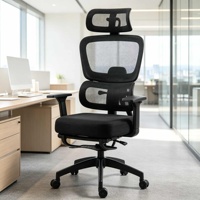 Chaise de bureau ergonomique à dossier haut en maille avec accoudoirs 3D réglables, appui-tête réglable en hauteur, roulettes silencieuses en nylon pour atelier et chambre