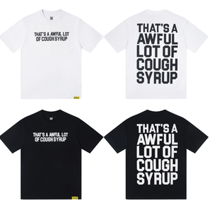 T-shirt da uomo oversize in cotone 100% con stampa 'THAT'S <span class=keywords><strong>a</strong></span> AWFUL LOT of COUGH SYRUP', manica corta, spalle scese, scansionabile, 26, alta qualità - Product Image 2