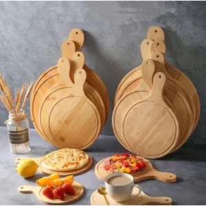 Wooden Pizza Board Set Round Serving Tray Bamboo Solid Wood For Pizza Bread Cake <b>Steak</b> Modern Simple Style - Product Image 1