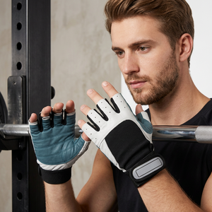 Guantes de Gimnasio de Medio Dedo, Material PU, Unisex, para Deporte, Fitness, Ejercicio, Todas las Temporadas, Blanco, Negro, Gris - Product Image 3