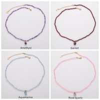 Zooying vente chaude coupe pierre naturelle perlée pierre de naissance clavicule chaîne améthyste Cutzodiac collier zodiaque collier zodiaque perle brute