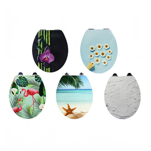 Vente en gros d'usine, siège de toilette en bois moulé multicolore de haute qualité, siège de toilette en MDF imprimé UV personnalisé pour hôtel et usage domestique - Product Image 1
