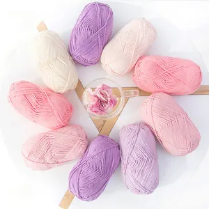 Yarncrafts Colorful 4 Ply Cotton Washable Tube Acrylic Blend Knitting Crochet Yarn For Home Projects