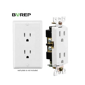 เต้ารับไฟฟ้าแบบสองช่อง BAREP 15A 125V รุ่น NEMA 5-15R ป้องกันการงัดแงะ ได้รับการรับรองมาตรฐาน CULus หน้าสัมผัสทองเหลือง ตัวเรือนพลาสติกสีขาว - Product Image 1