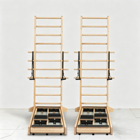 Reformer Pilates en aluminium à cadre imitation bois, avec lit à rail fixe, modèle MZ-reformer, pour usage domestique, accessoires complets, pour l'équilibre corporel