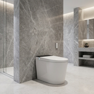 833 Toilette intelligente ronde blanche au design moderne et élégant, avec fonction de chasse d'eau intégrée en cas de panne de courant et lumière nocturne - Product Image 1